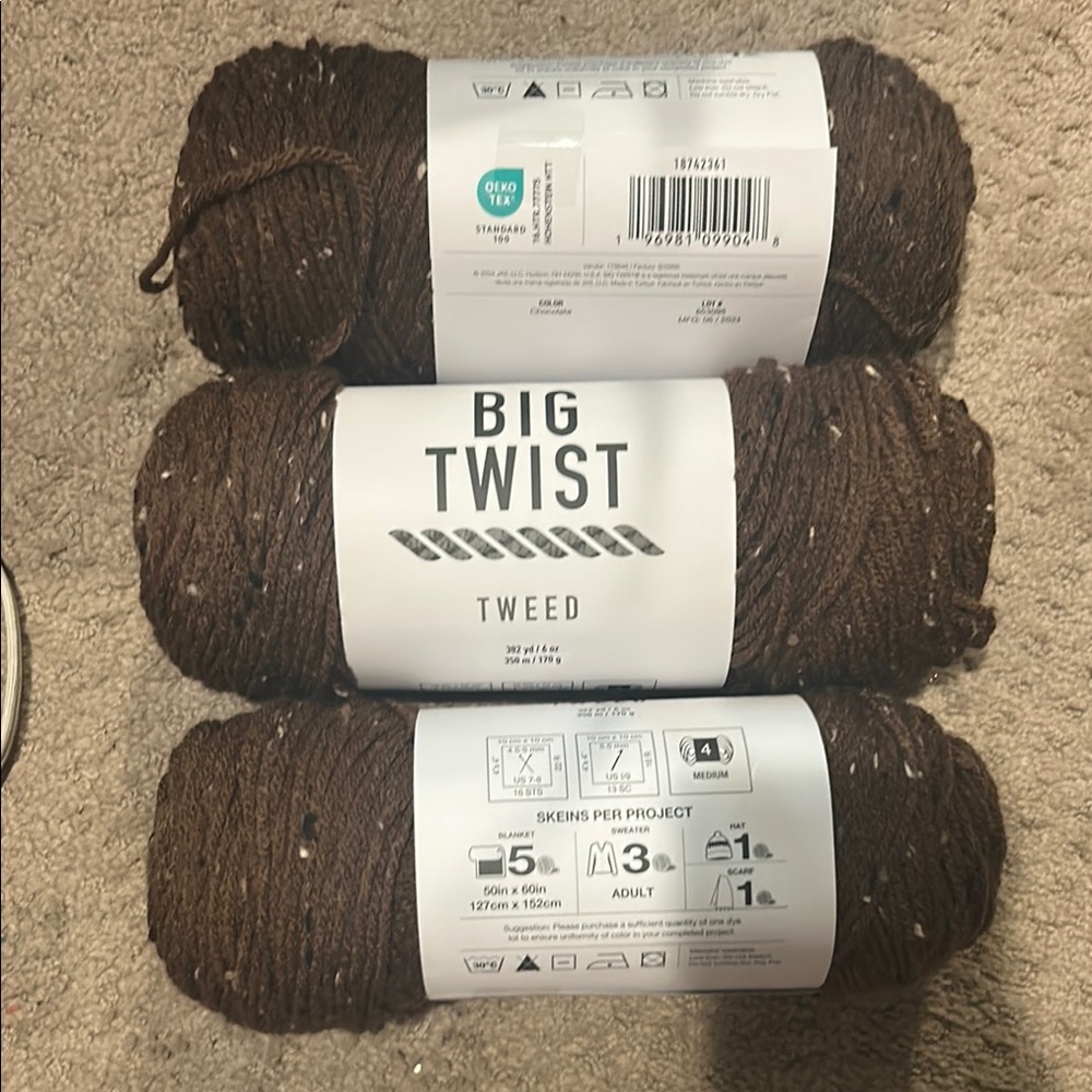 Brown Tweed Yarn Accents Medium Weight